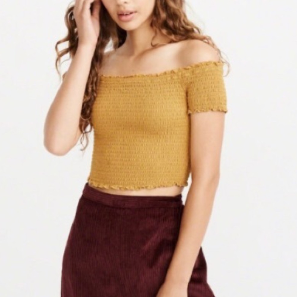 Abercrombie and Fitch Off the Shoulder Smocked Top